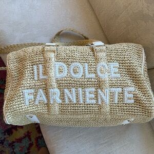 Stoney clover lane straw duffle bag NWT